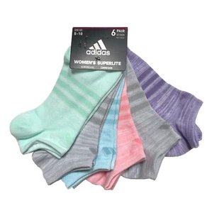 ADIDAS AEROREADY SUPERLITE Socks No Show, Girls & Women’s 6PK Sz 13-4Y/3Y-9/5-10 - Picture 1 of 13