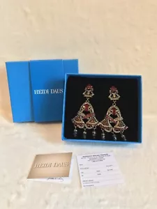** MASSIV ** HEIDI DAUS rote klare Hämatit Chandelier Ohrringe, CLIP, 3" lang - Bild 1 von 12