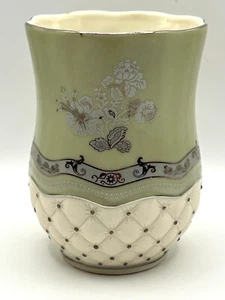 VTG Croscill Napoleon Green Ceramic Bathroom French Country Tumbler Cup 4.2 in - Picture 1 of 8