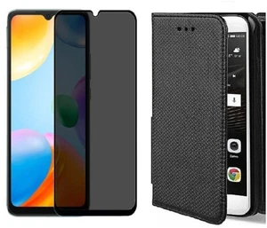 Etui Portefeuille + Verre Trempé Anti Espion pour Xiaomi Redmi Note 14 pro 13 12 - Photo 1 sur 18