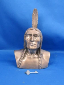 Shawmut Bank Indian Bust Bank 1974 vintage con chiave rame lavaggio - Foto 1 di 4