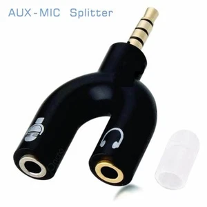 3.5mm Stereo Splitter Audio to Mic Headset Jack Y Plug Adapter - Picture 1 of 7