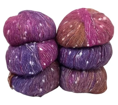 Glamour Fairy Lote 6 Puntos Mohair Gradiente 50g Cada Arco Iris Frambuesa Delicia Foto 1 de 3