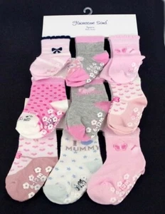 Baby, Toddler Girl ABS Cotton Blend Anti Non Slip Socks 3 Pairs Size 0-12 months - Picture 1 of 8