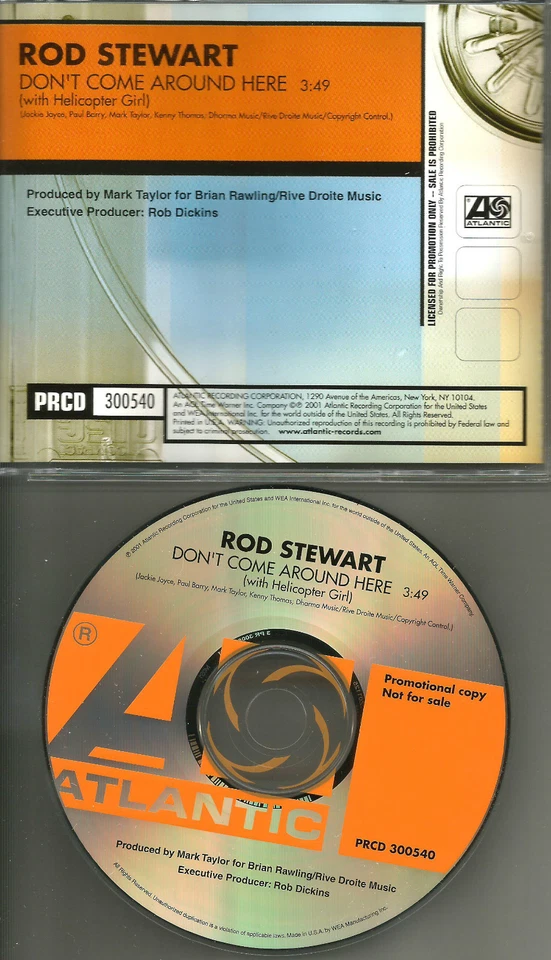 ROD STEWART Don’t come around here 2001 PROMO Radio DJ CD single PRCD300540 MINT Foto 1 de 1