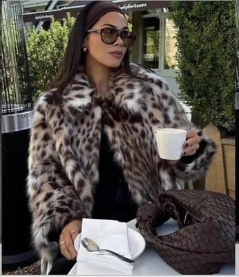 ZARA NEW WOMAN ZW COLLECTION FAUX FUR JACKET LEOPARD size M 8490/241 - Image 1 of 4