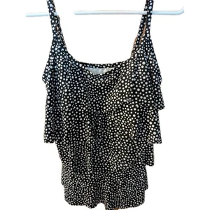 Miraclesuit 12 Black White Polka Dot Tankini Top Swimsuit TOP ONLY - Picture 1 of 4