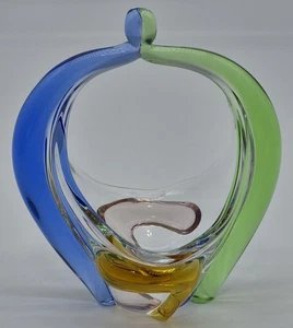 Vintage Frantisek Zemek Rhapsody Bohemia Art Glass Basket  - Picture 1 of 8