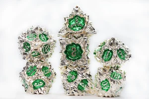 Floral Starburst: Frozen Fern - Metal RPG Dice Set - Picture 1 of 1