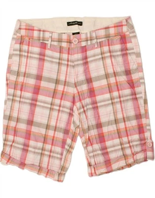 EDDIE BAUER Womens High Waist Chino Shorts US 10 Large W34  Pink Check CM30 — 第 1/3 张图片