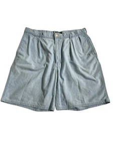 Vintage Polo Ralph Lauren Shorts Men's 36x9  Blue Pleated Chambray USA Made - Picture 1 of 9