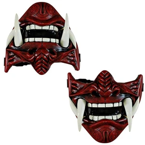 2Pcs Halloween Demon Devil Half Face Cosplay Halloween Costume Masks Red - US - Picture 1 of 10