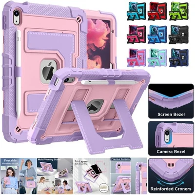 For iPad (A16)/10th 9th 8th 7th Generation Heavy Duty Rugged Stand Case w Strap - Image 1 of 4