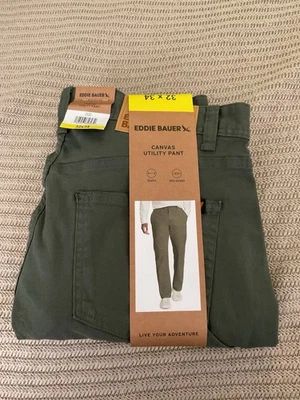 Pantalones utilitarios de lona verde Eddie Bauer para hombre - talla 32X34 Foto 1 de 4