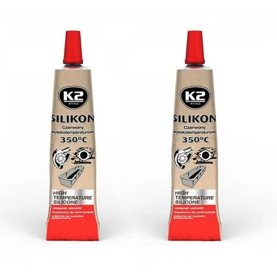 2x K2 HOCHTEMPERATUR DICHTMASSE +350°C SILIKON ROT 21g - Bild 1 von 4