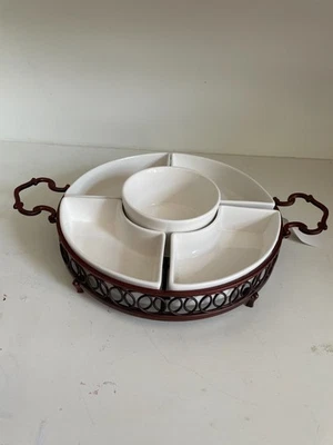 Godinger Hanover 5 Part Relish Server, Copper and ceramic dish - Image 1 of 3