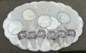 Juego de 6 manteles individuales ovalados anillos servilleteros Capiz Shell vintage sin etiqueta - Imagen 1 de 9