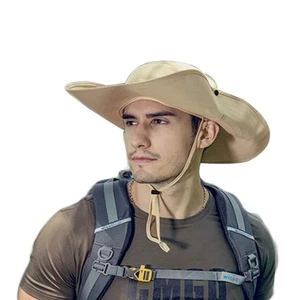 Cappello da Sole Uomo con Protezione UV Impermeabile Tesa Larga Cappello da Sole per Uomo Pesca... - Foto 1 di 4