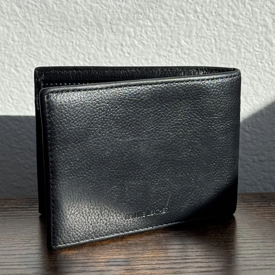 Perry Ellis Portfolio Black Leather Bifold Wallet – Genuine Leather - Image 1 of 4