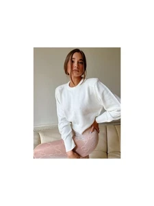 DANIELLE BERNSTEIN Womens Long Sleeve Shoulder Padding Jewel Neck Sweater - Picture 1 of 15