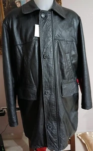 Jacket Coat D'Arienzo Men's Leather Colour Black Size 52 cod.CC034 - Picture 1 of 7
