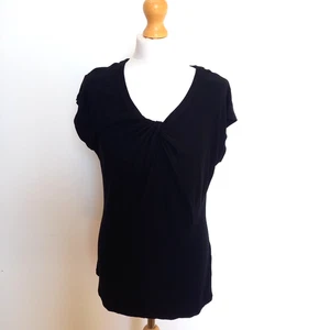 INC International Concepts L UK 16 Black Knot Front Jersey Top Cap Sleeve BNWT - Picture 1 of 6