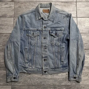 Vintage Levi’s 70506-0214 Trucker Jacket 44R USA Made Distressed Denim 80s Faded - Picture 1 of 8