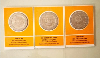 Three  Franklin Mint 1969 Casino Dollar Gaming Tokens - Image 1 of 3