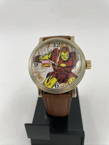 MARVEL "IRON MAN" Uhr großes 44mm Gehäuse / 30M / Leder / Batterie TOP! - Bild 1 von 11