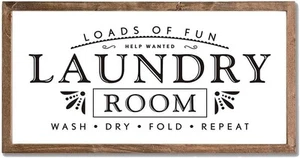 Laundry Signs for Home Decor, Loads of Fun Wooden 16x8inch, Room - Picture 1 of 9