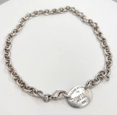 "Auténtica gargantilla vintage con etiqueta ovalada Tiffany de plata de ley 925 16"" 50,6 g" Foto 1 de 4