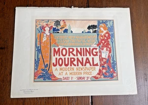 Póster Louis Rhead Morning Journal Art Nouveau c. 1900 litografía original - Imagen 1 de 9