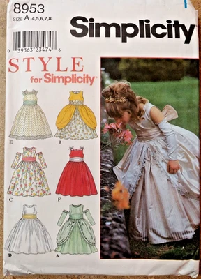 Child's Formal Dress Pattern Size 4 5 6 7 8  Simplicity 8953 Prom Party Wedding - Image 1 of 4
