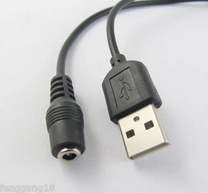 2pcs USB 2.0 A Male Plug to DC Power Jack Female 3.5mm x1.35mm Cord Black Cable - Picture 1 of 2