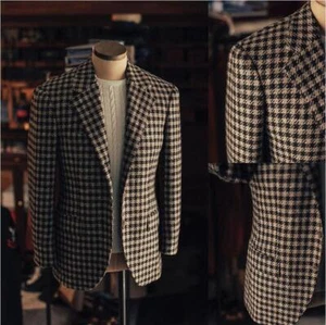 Blazer a Cuadros Pata de Gallo para Hombres Negocios Ocio Fiesta Baile de graduación Esmoquin Traje Informal - Imagen 1 de 12