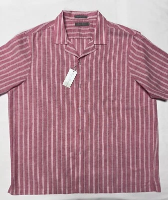 Daniel Cremieux Men Shirt Medium Button Linen Blend Short Sleeve Pocket Pink $85 - Image 1 of 4