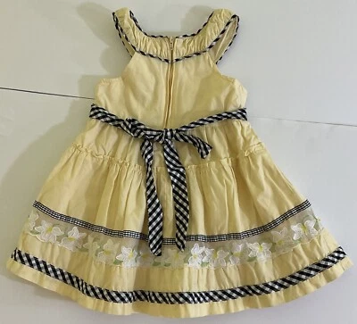 Vestido NANNETTE Infantil Niña Sin Mangas Amarillo con Cuadros Negros y Encaje Floral Talla 24 M Foto 1 de 4
