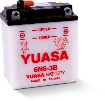 Yuasa Convencional 6N63B 6 Volts Bateria Para Honda CB100 Super Sport 1970-1972 - Imagem 1 de 4