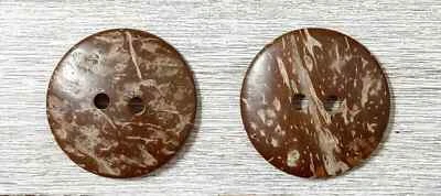 large natural coconut sewing buttons 2 holes 1 1/2 inch 38mm random pick 2pc set - Image 1 of 4