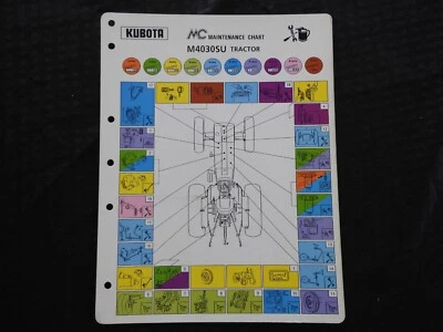 1988-1998 Genuine Kubota M4030SU Tractor Service Maintenance Chart - Image 1 of 2