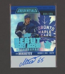 2019-20 Upper Deck Credenciales debut boleto acceso autógrafos Ilya Mikheyev/299 - Imagen 1 de 1