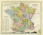 mapa Francja 1840 kolor ręczny z Mountain Ranges wysokość Orr & Co London