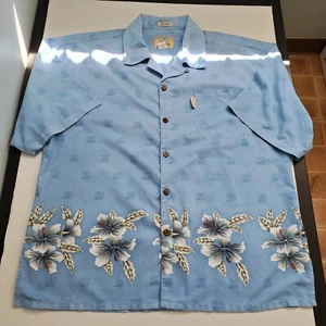 Camisa Hawaiana Coconut Pier Top Image EE. UU. XL Azul Hibisco Tropical Floral - Imagen 1 de 12