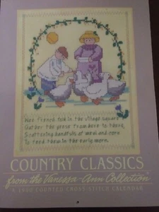 Vintage 1990 Counted Cross-Stitch Calendar Country Classics Vanessa-Ann Patterns - Picture 1 of 9