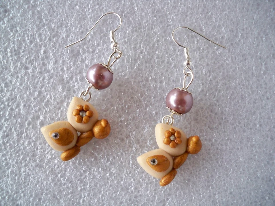 ORECCHINI IN FIMO FATTI A MANO EARRINGS FARFALLA BUTTERFLY - Immagine 1 di 1