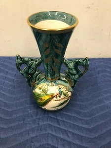 Jarrón con figura de gacela estampado europeo Bélgica 300 verde azulado pavo real - Imagen 1 de 9