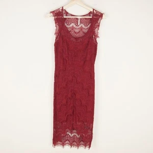 Free People Intimately Red Peekaboo Lace Slip Dress Womens Sz S - Picture 1 of 6
