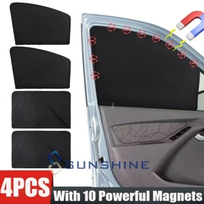 4PCS Magnetic Car Side Window Sun Shade Cover Privacy Curtains UV Protection Set - Image 1 of 4