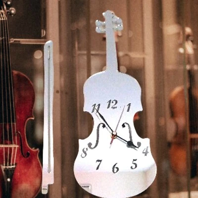 Violin & Bow Shaped Silent Tick Acrylic Clocks - Many Colours, Bespoke Made - Image 1 of 4
