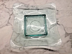 Vidrio (Spain) Recycled Art Glass Curved Square Platter, Light Green, 11" - Picture 1 of 8